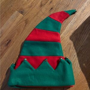 Festive Red and Green Elf Hat with Bells